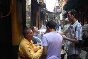 Sheesha-smokers at El Fishawy in Cairo's Khan-el-Khalili Market
